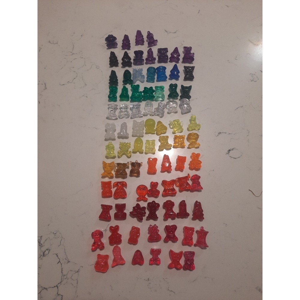 GoGo's Crazy Bones Lot Of 80 Mixed Character Figures Translucent